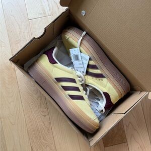 Adidas Gazelle Bold Yellow with Brown Stripes
